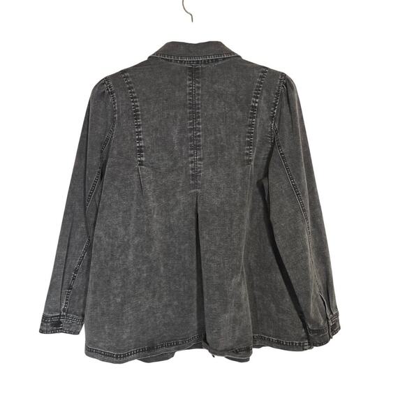 LOGO by Lori Goldstein Shacket Denim Neutral Grunge Whimsygoth Lagenlook L - Picture 6 of 8